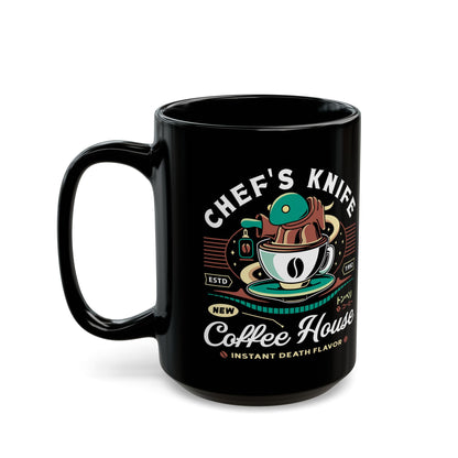 Chefs Knife Coffee Crest Black Mug