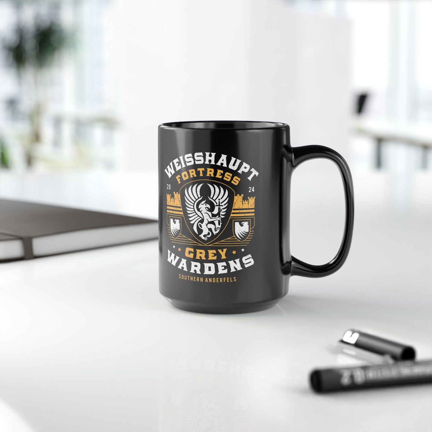 Grey Wardens Fortress Crest Black Mug