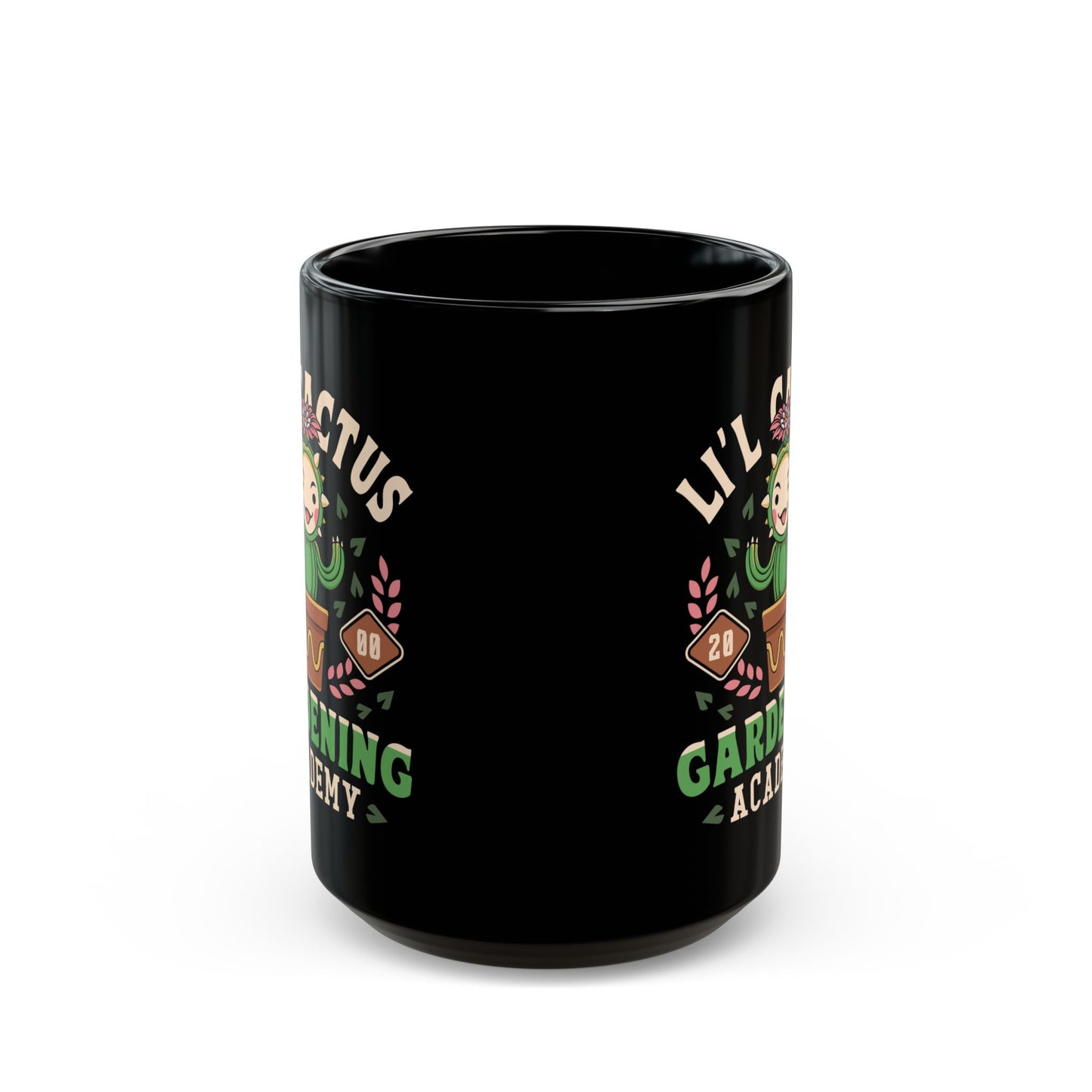 Lil Cactus Gardening Academy Black Mug