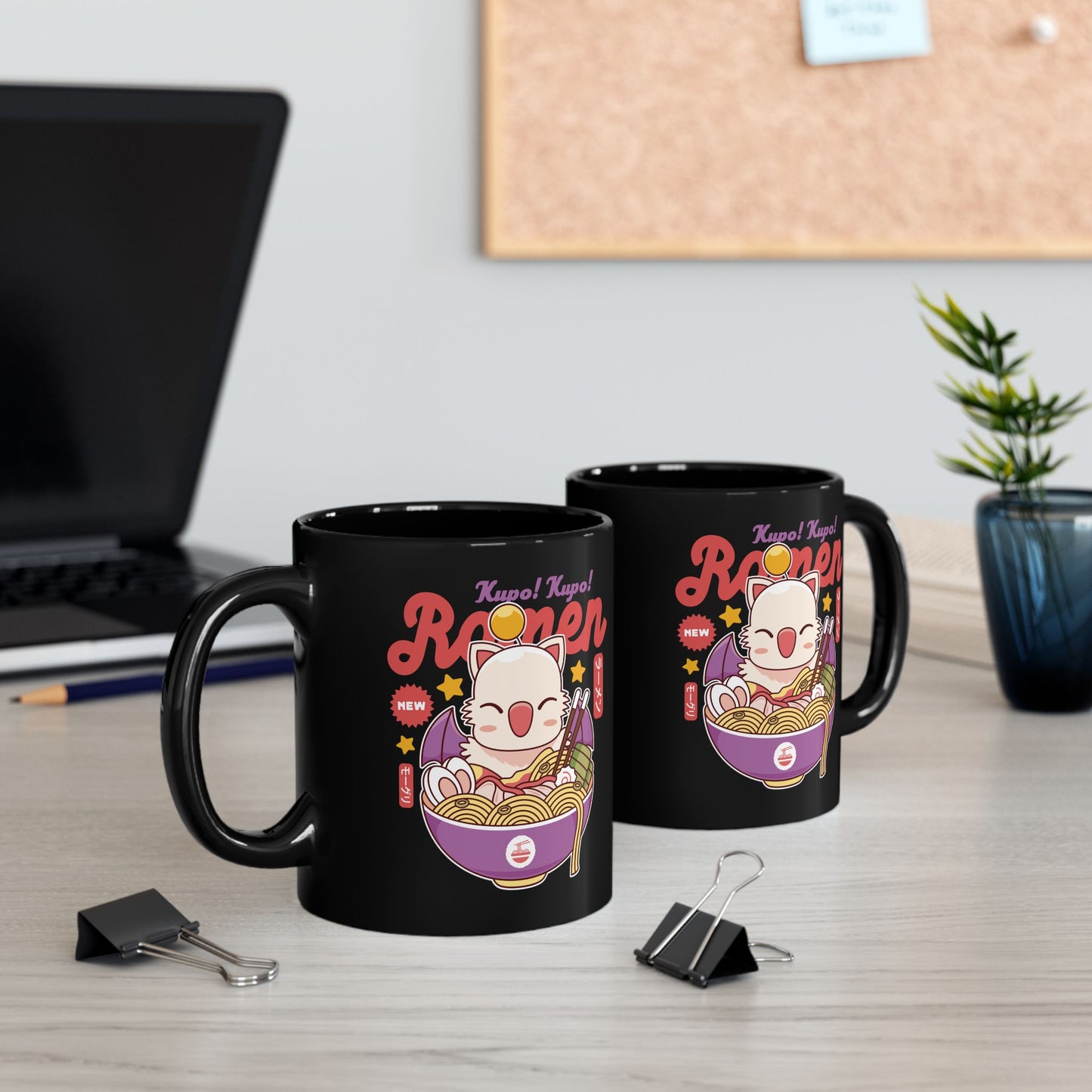 Moogle Kupo Ramen Black Mug