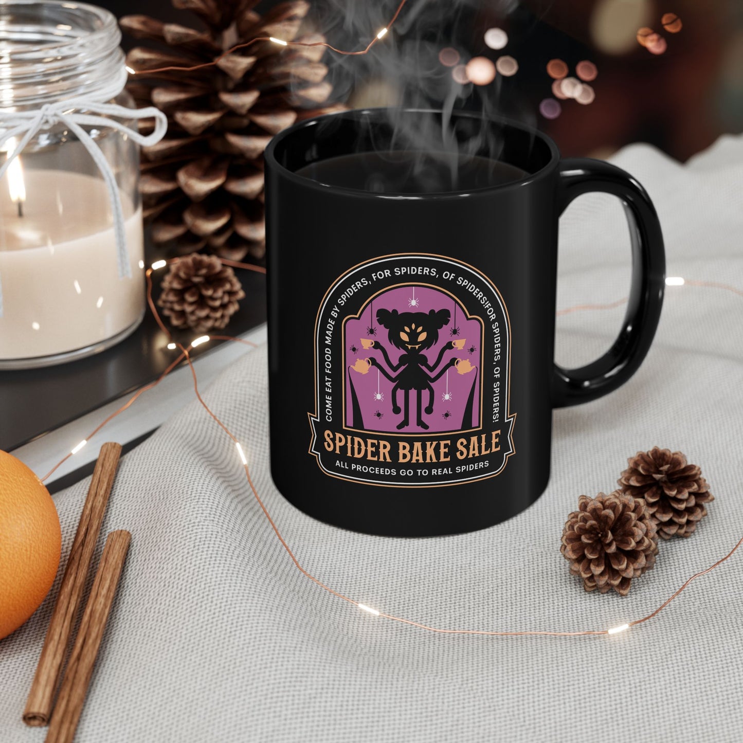 Spider Bake Sale Emblem Black Mug