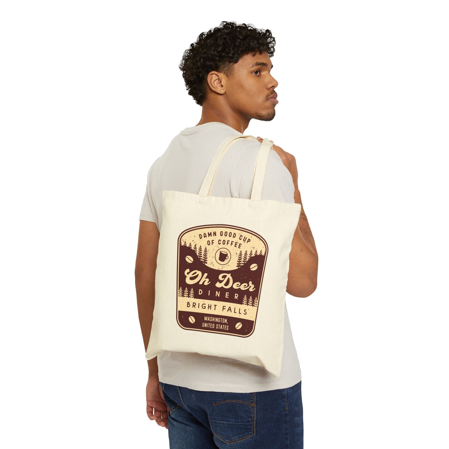 Oh Deer Diner Emblem Canvas Tote Bag