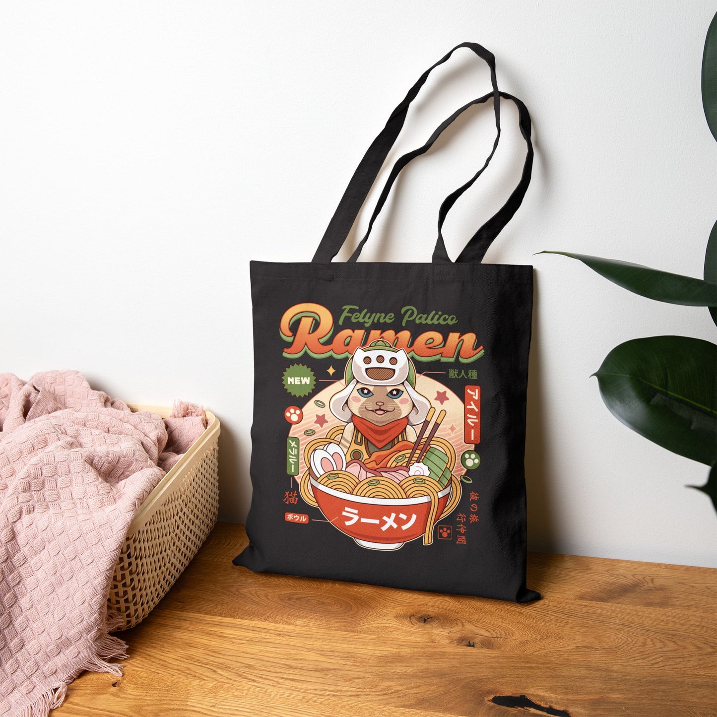 Felyne Palico Ramen Cotton Canvas Tote Bag