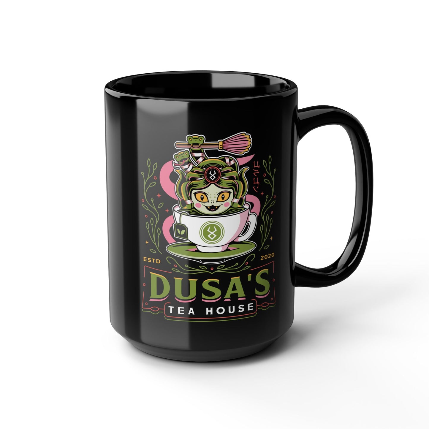 Dusa Green Tea Emblem Black Mug
