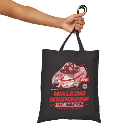 Walking Mushroom Marathon Cotton Canvas Tote Bag