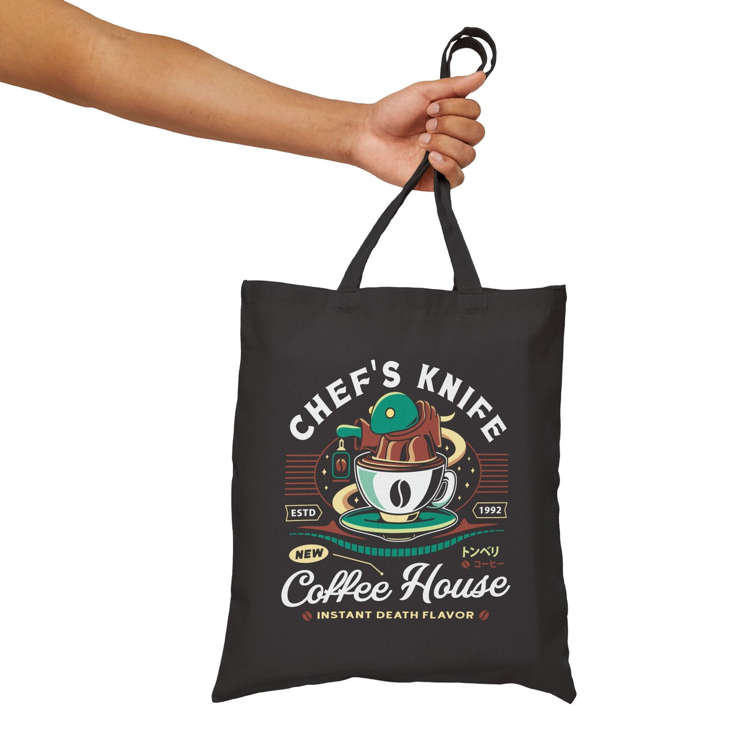 Chefs Knife Coffee Crest Canvas Tote Bag