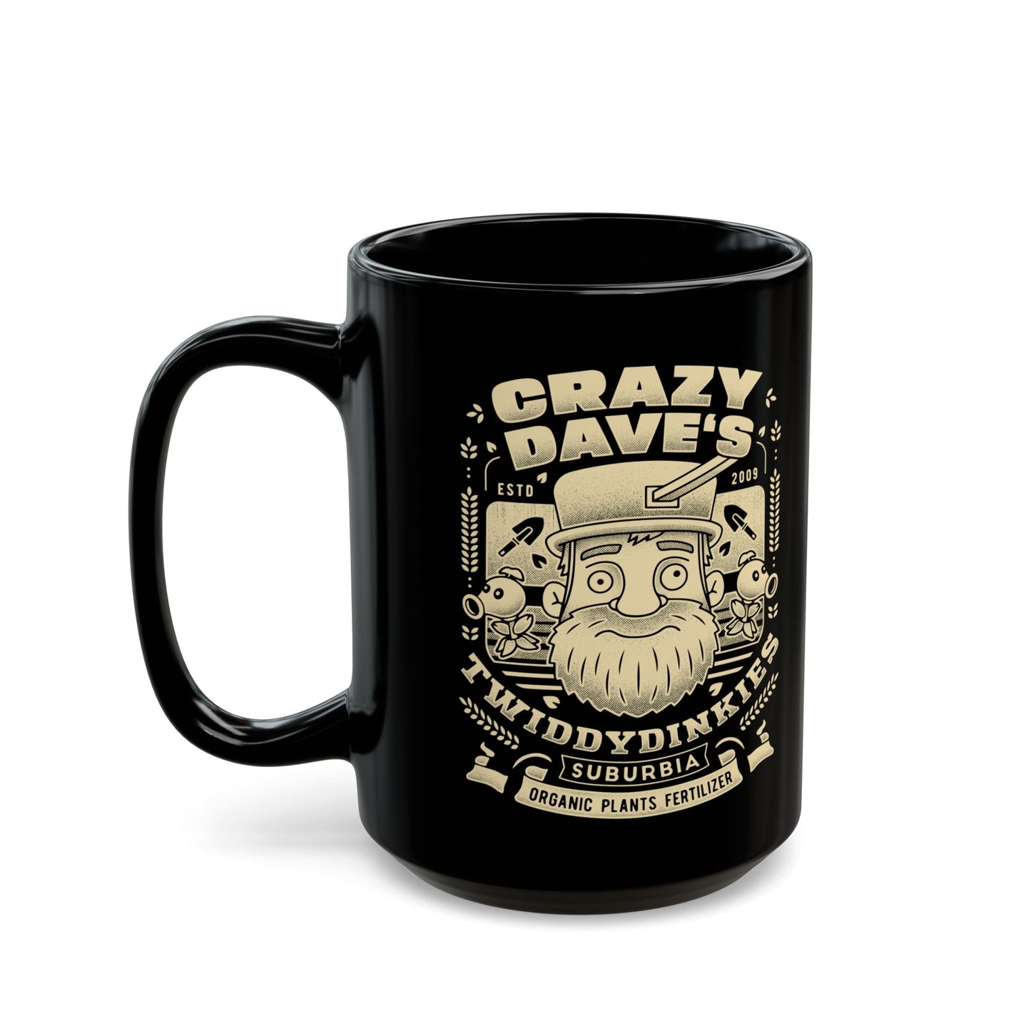 Crazy Dave Emblem Grunge Black Mug