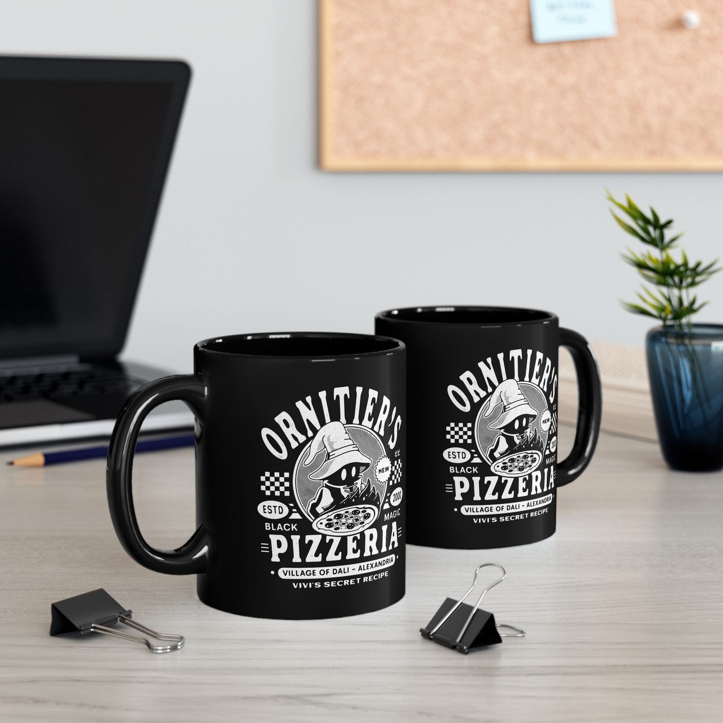 The Ornitier Pizzeria Grunge Black Mug