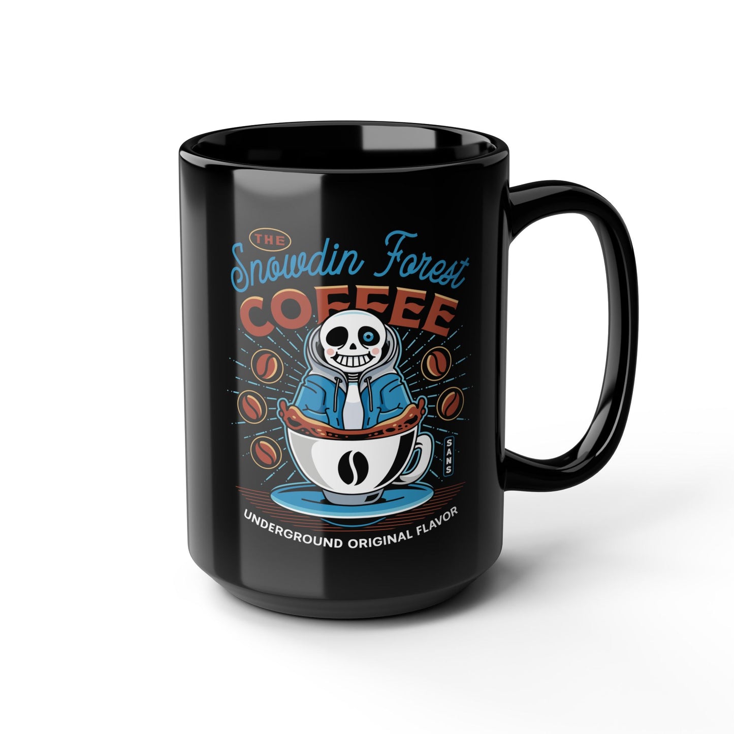 Snowdin Forest Coffee Emblem Black Mug