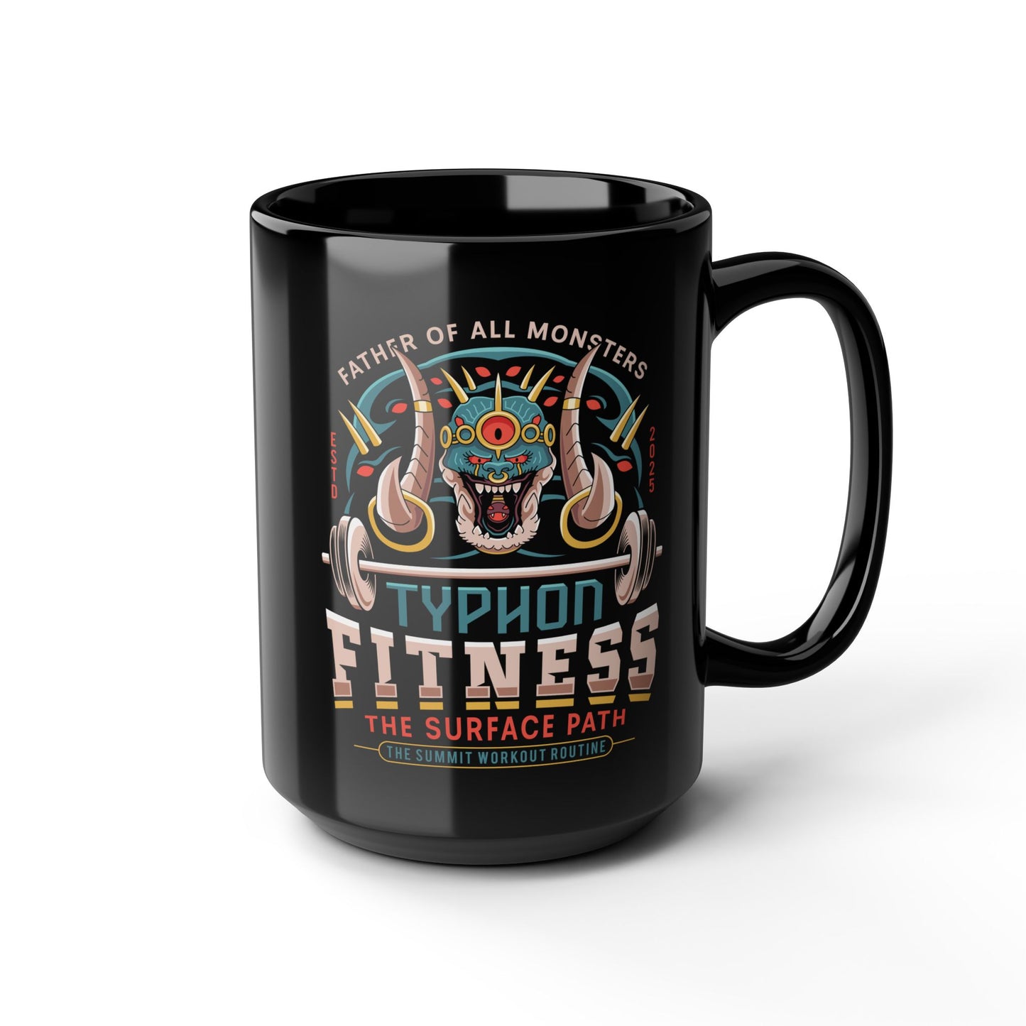 Father Of All Monsters Fitness Emblem Black Mug