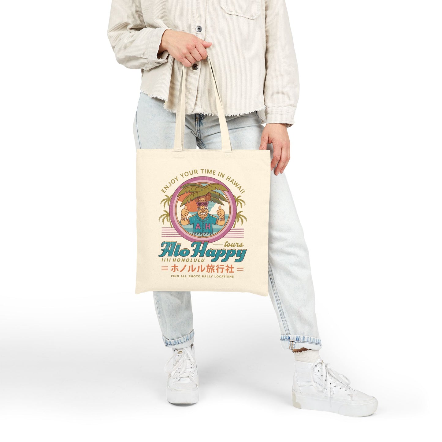 Alo Happy Tours Vintage Cotton Canvas Tote Bag