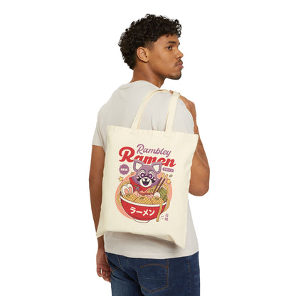 Rambley The Raccoon Ramen Canvas Tote Bag