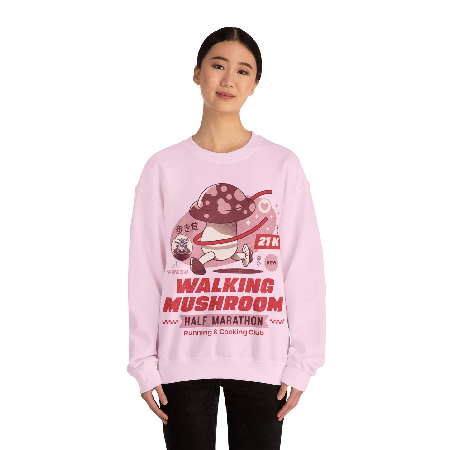 Walking Mushroom Marathon Unisex Crewneck Sweatshirt