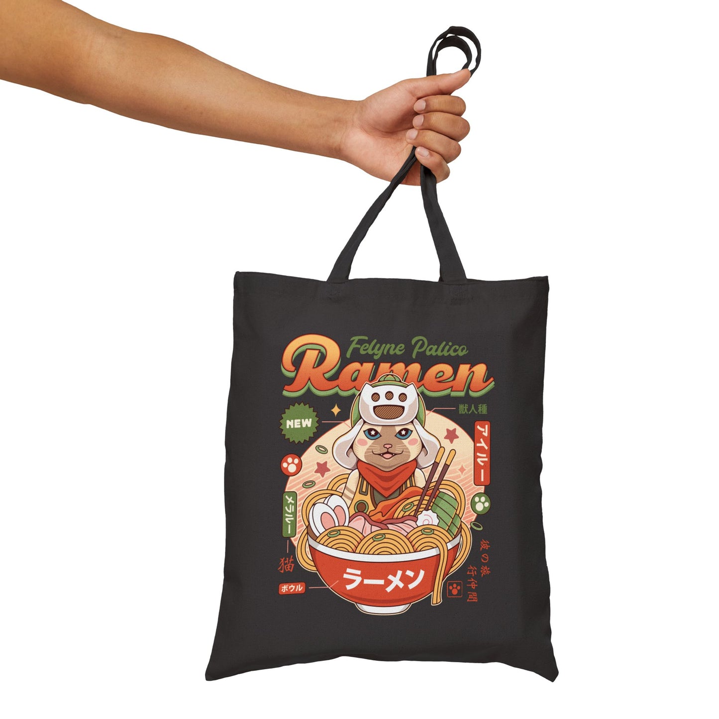 Felyne Palico Ramen Cotton Canvas Tote Bag
