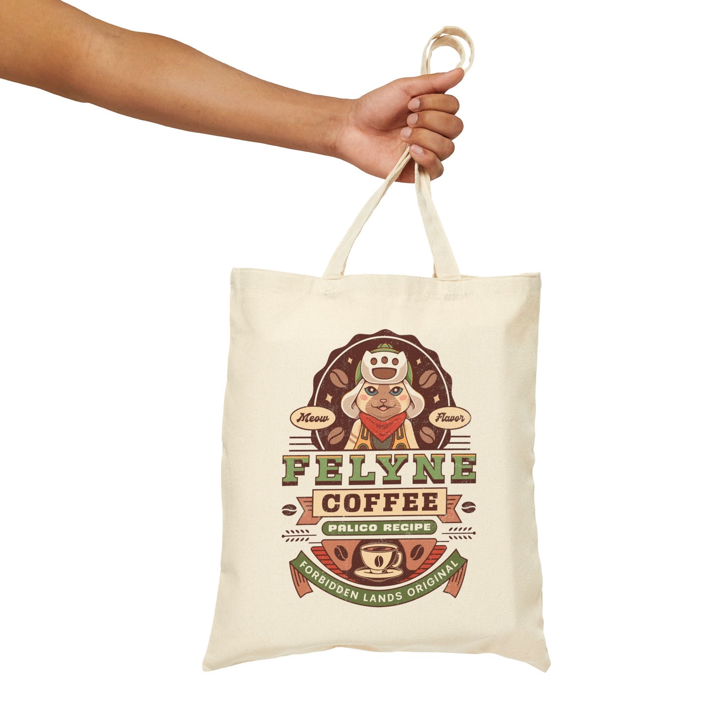 Felyne Palico Coffee Vintage Cotton Canvas Tote Bag