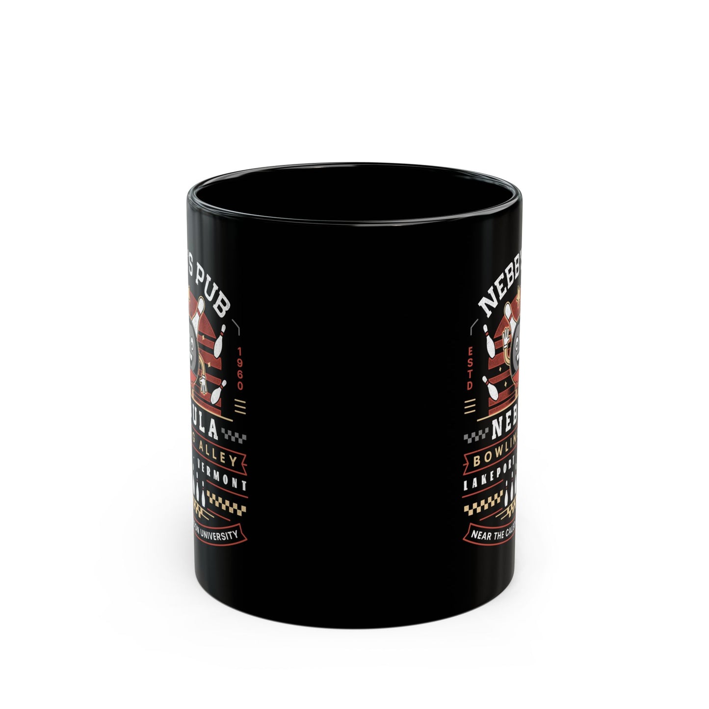 Nebb Bowling Mascot Emblem Black Mug