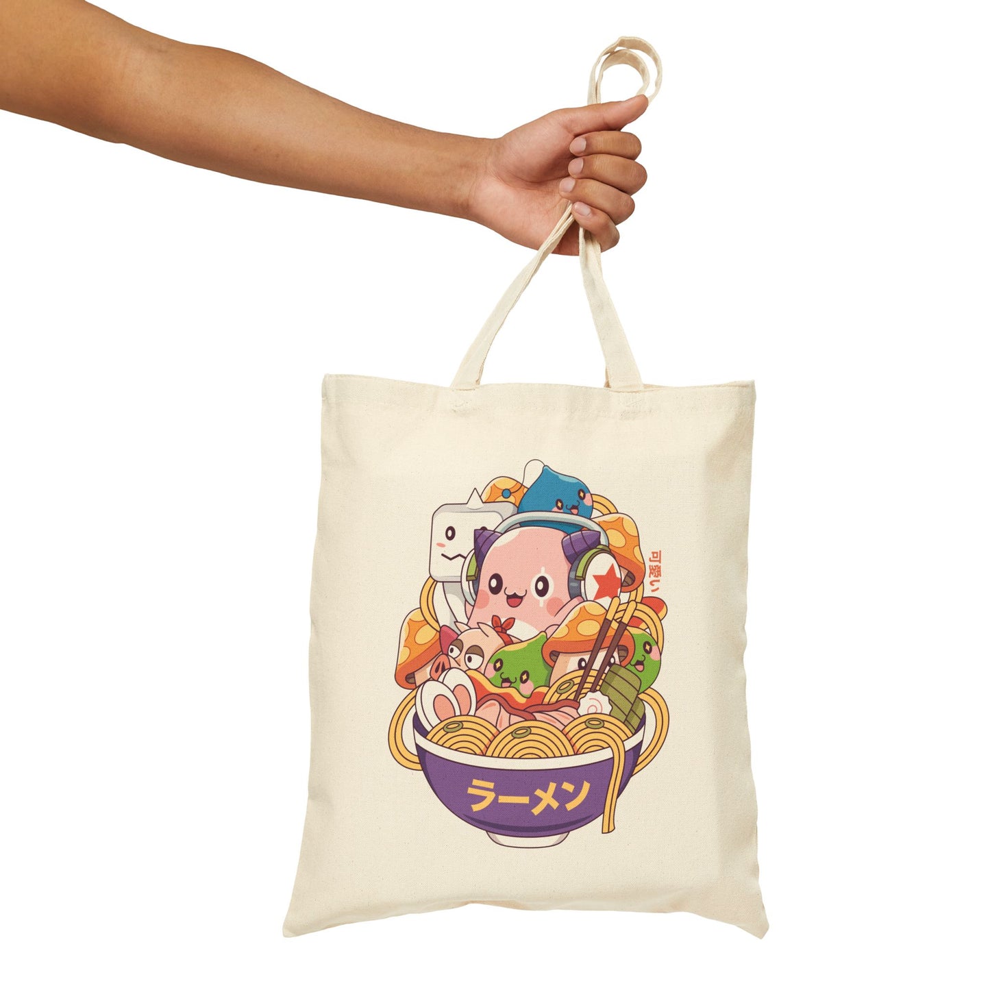 Maple World Monsters Ramen Cotton Canvas Tote Bag