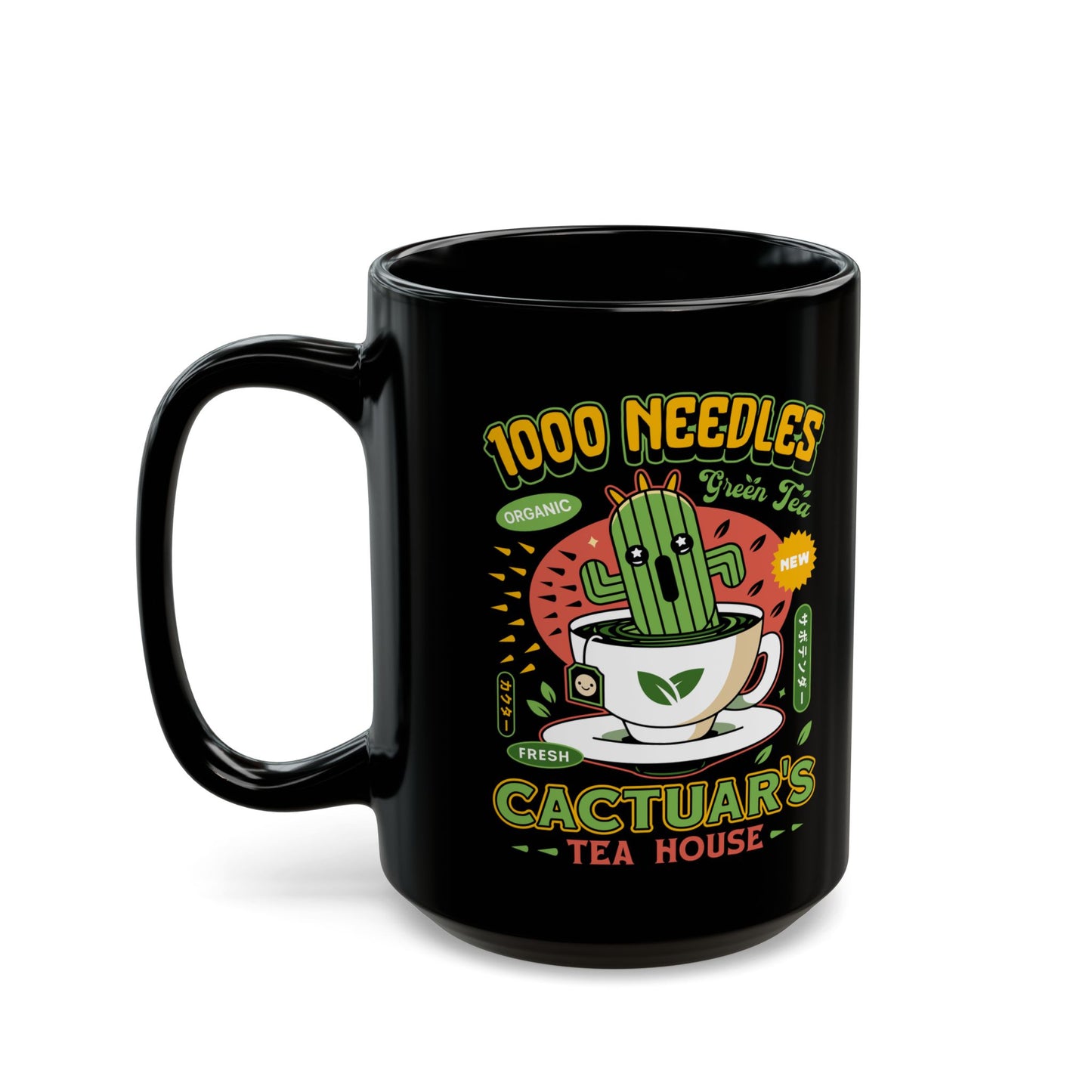 Cactuar Green Tea Emblem Black Mug