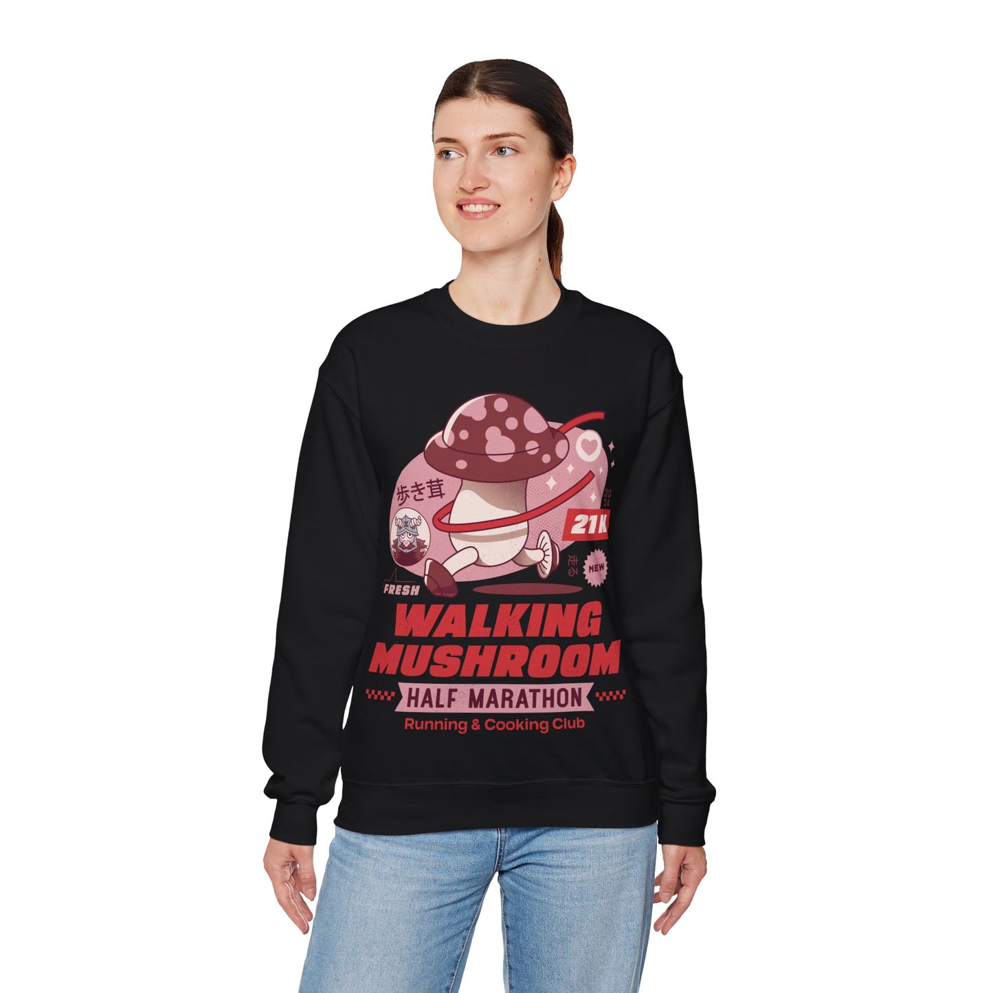 Walking Mushroom Marathon Unisex Crewneck Sweatshirt
