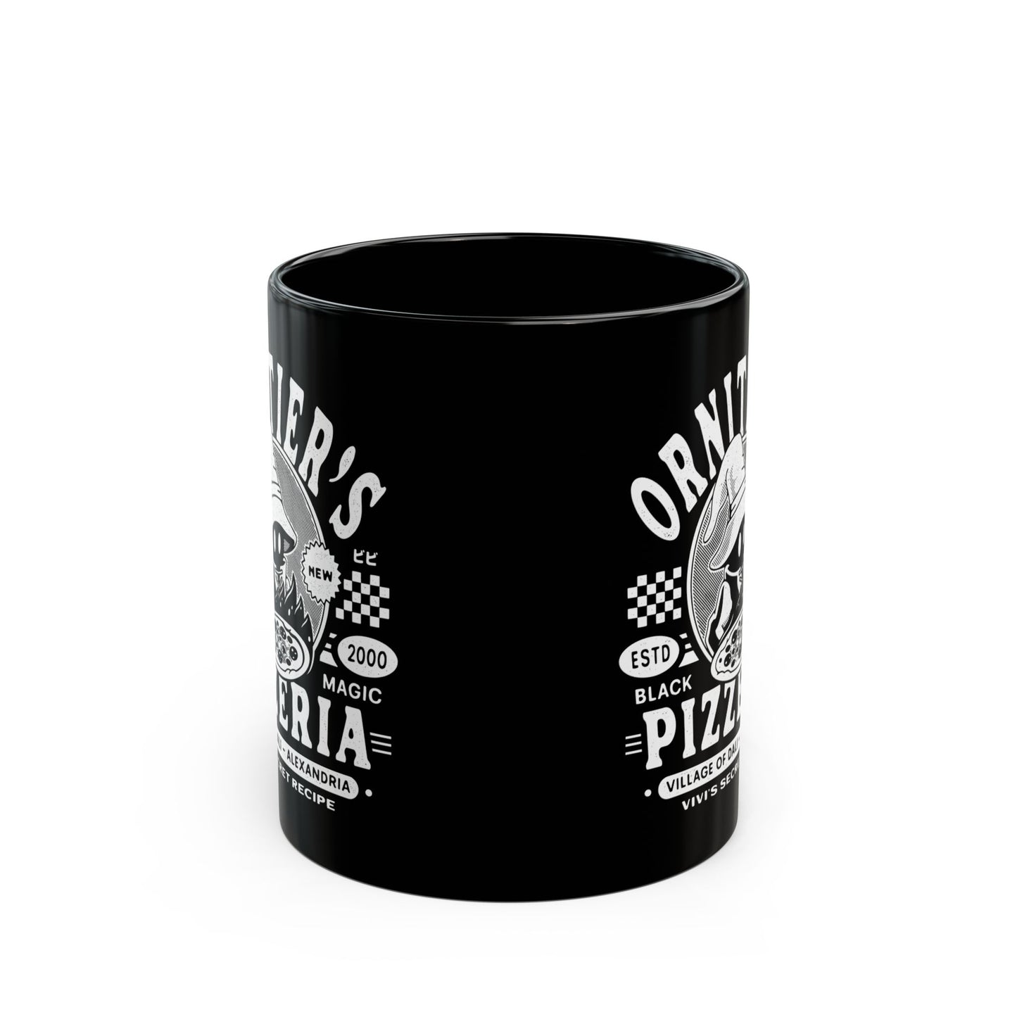 The Ornitier Pizzeria Grunge Black Mug