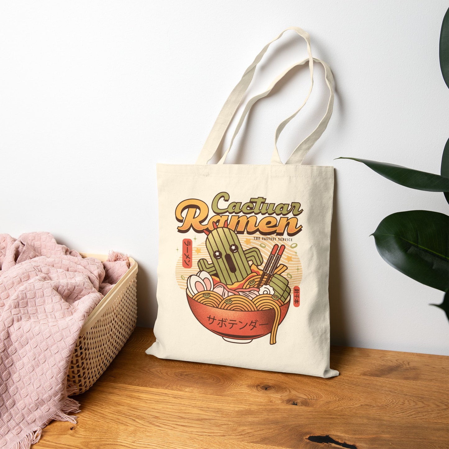 Cactuar Ramen Vintage Cotton Canvas Tote Bag