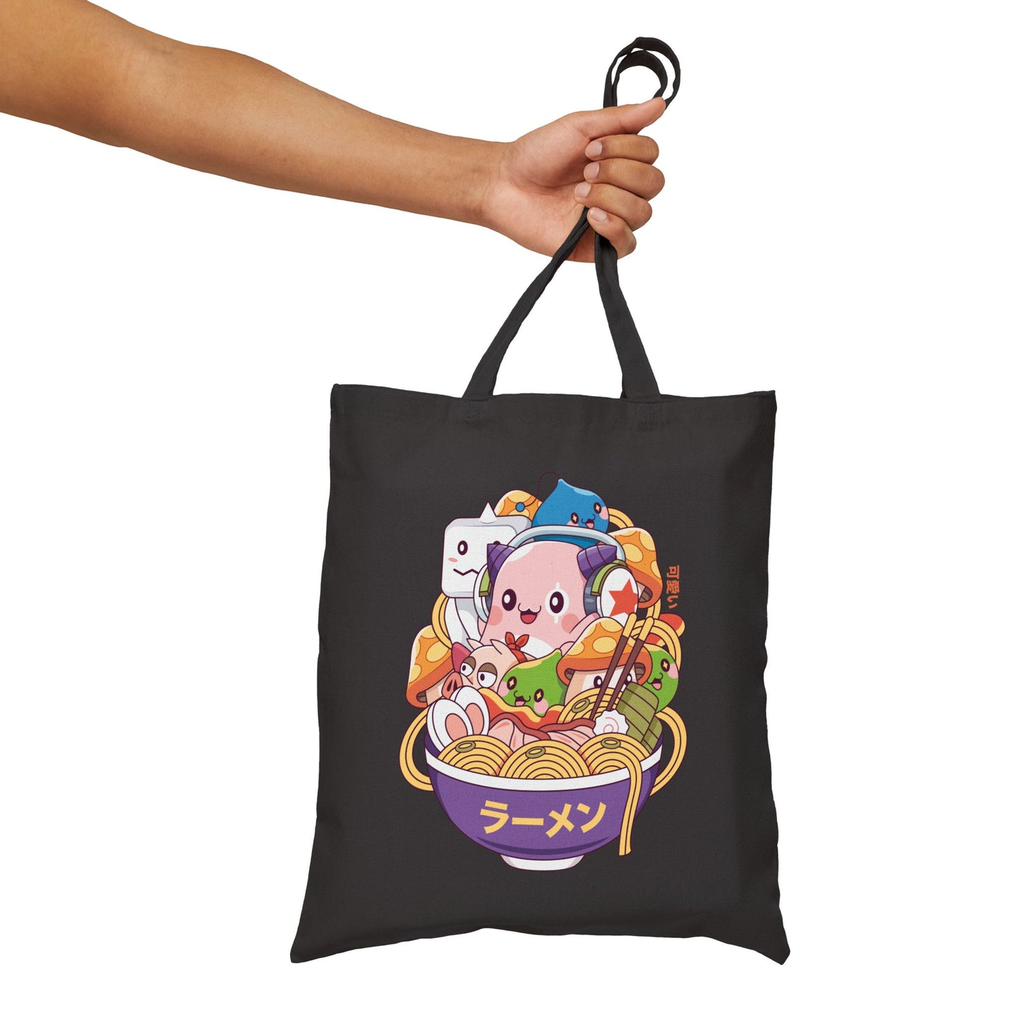 Maple World Monsters Ramen Cotton Canvas Tote Bag