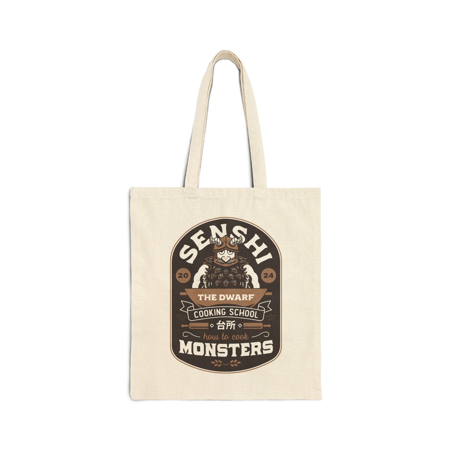 Dwarf Cooking School Emblem Cotton Canvas Tote Bag