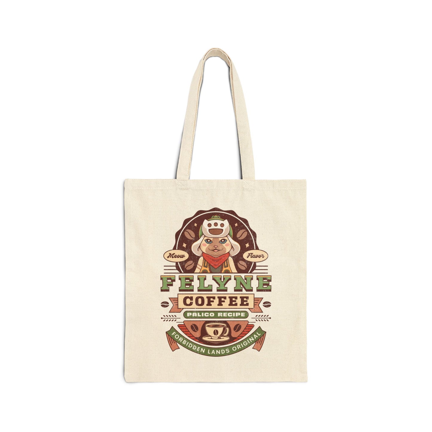 Felyne Palico Coffee Vintage Cotton Canvas Tote Bag