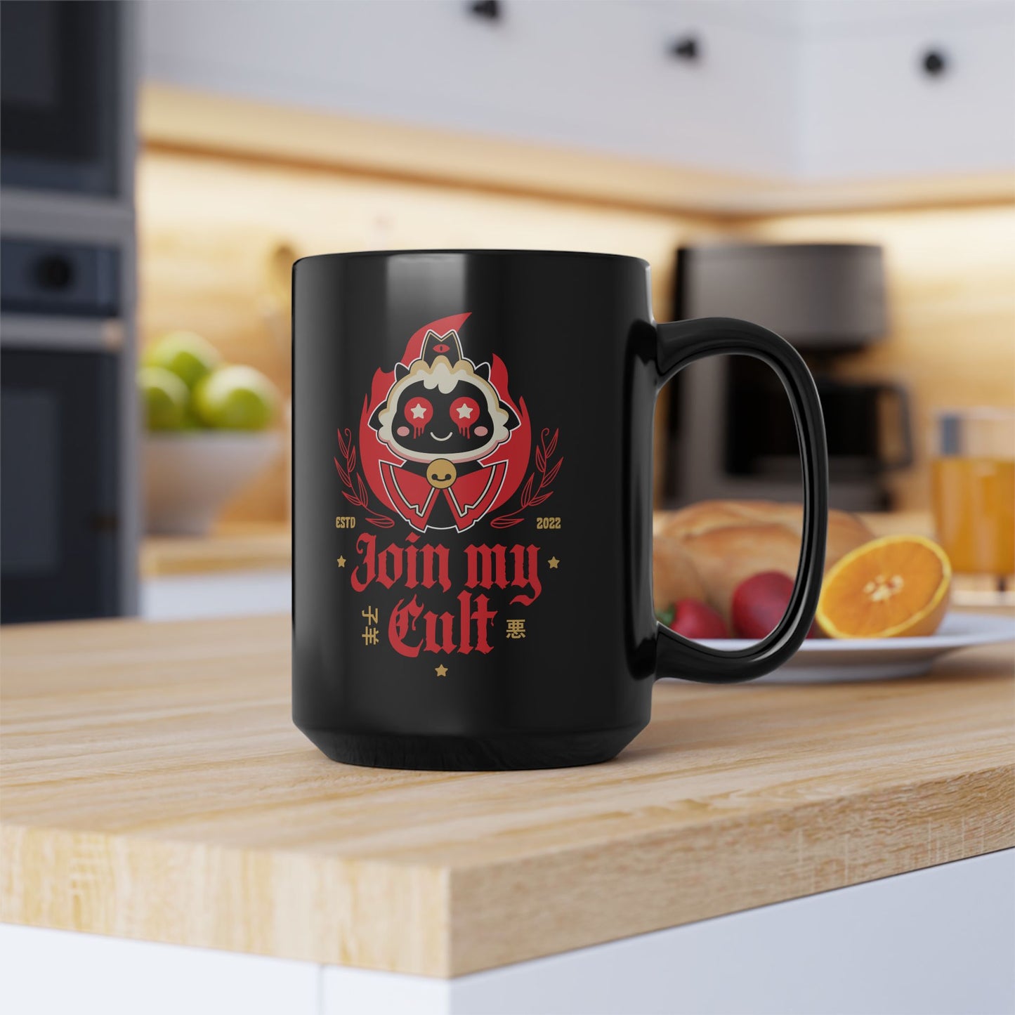 Join My Cult Emblem Black Mug
