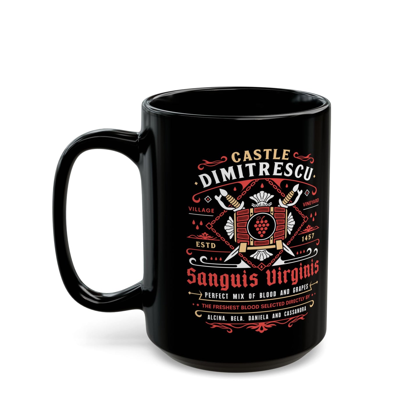 Castle Dimitrescu Vineyard Crest Black Mug