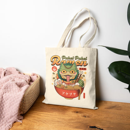Pukei Pukei Ramen Vintage Cotton Canvas Tote Bag