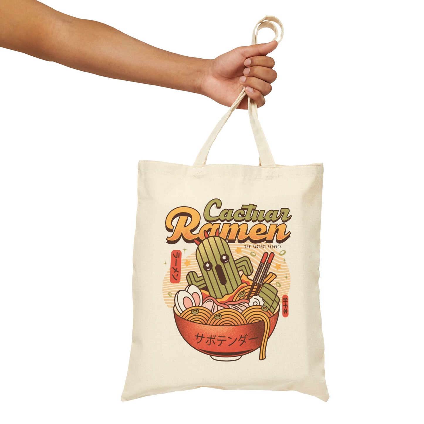 Cactuar Ramen Vintage Cotton Canvas Tote Bag