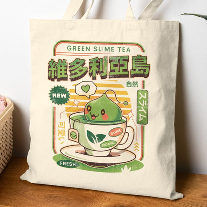 Ramuramu Valley Green Tea Cotton Canvas Tote Bag