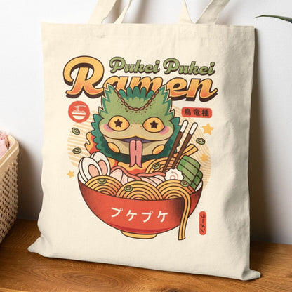 Pukei Pukei Ramen Vintage Cotton Canvas Tote Bag