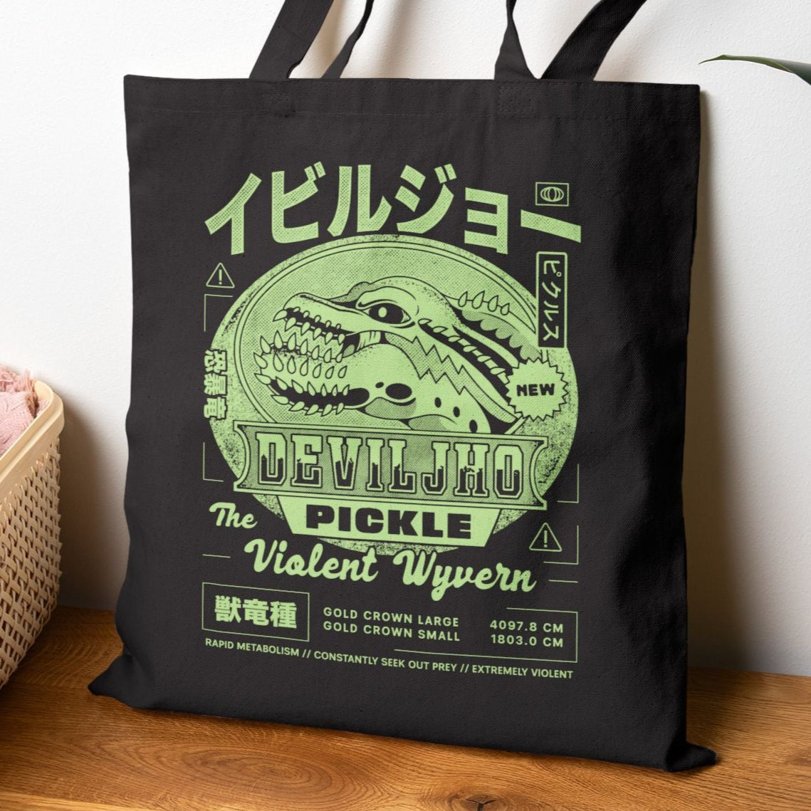 Deviljho Pickle Grunge Cotton Canvas Tote Bag