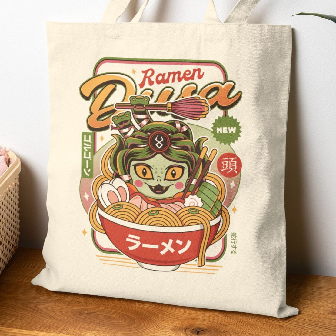 Dusa Vintage Ramen Cotton Canvas Tote Bag
