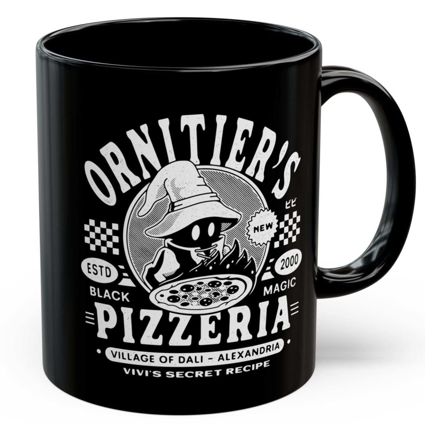 The Ornitier Pizzeria Grunge Black Mug