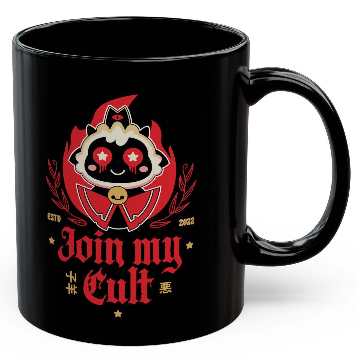 Join My Cult Emblem Black Mug