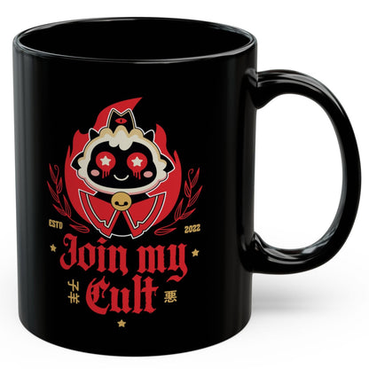 Join My Cult Emblem Black Mug