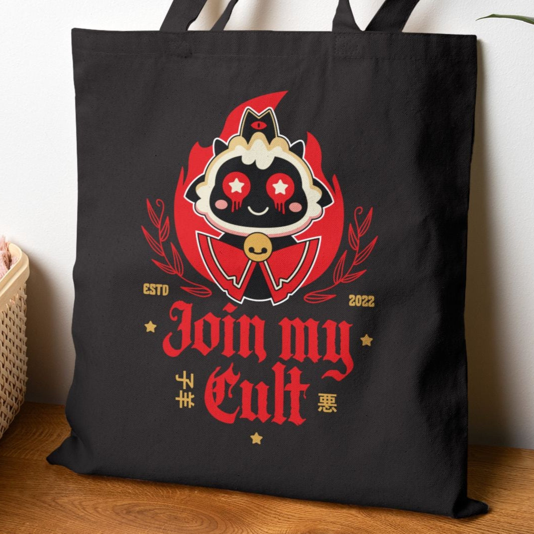 Join My Cult Emblem Cotton Canvas Tote Bag