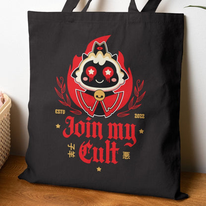 Join My Cult Emblem Cotton Canvas Tote Bag