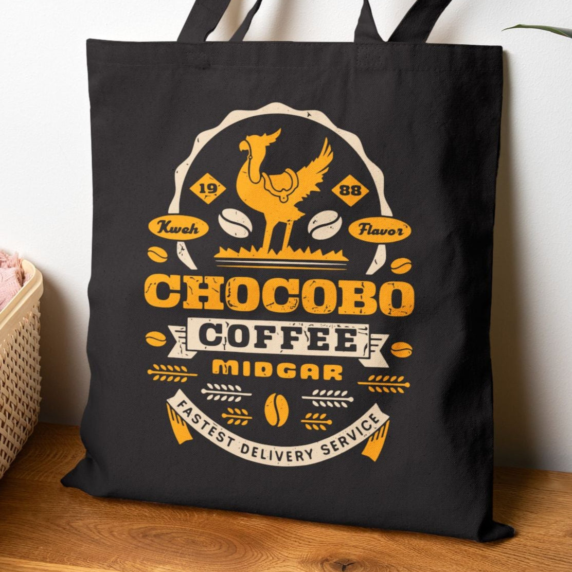 Chocobo Coffee Grunge Cotton Canvas Tote Bag