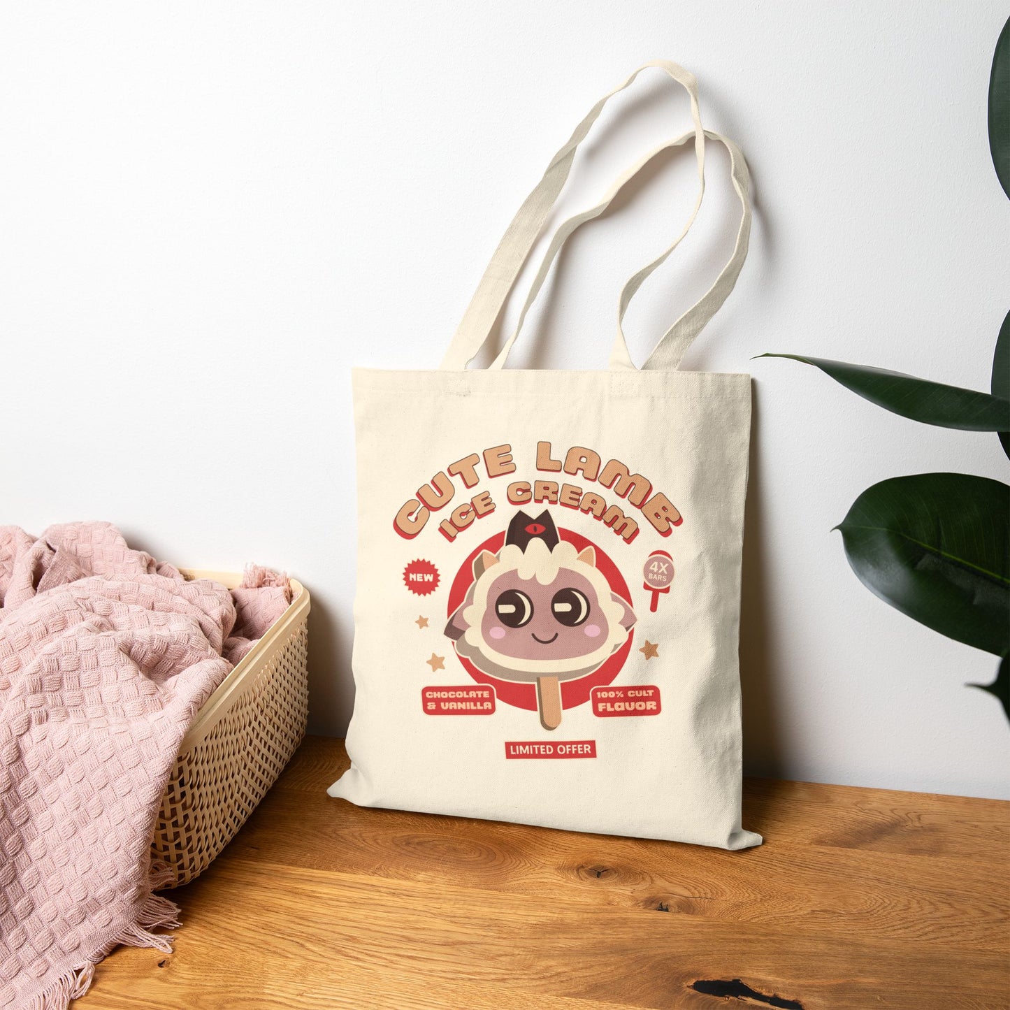 Lamb Ice Cream Cotton Canvas Tote Bag