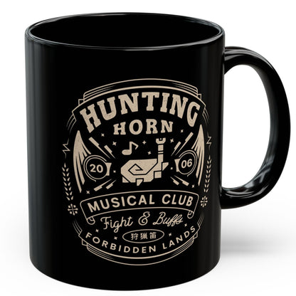 Hunting Horn Musical Club Black Mug