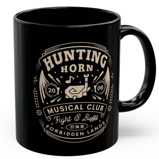 Hunting Horn Musical Club Black Mug