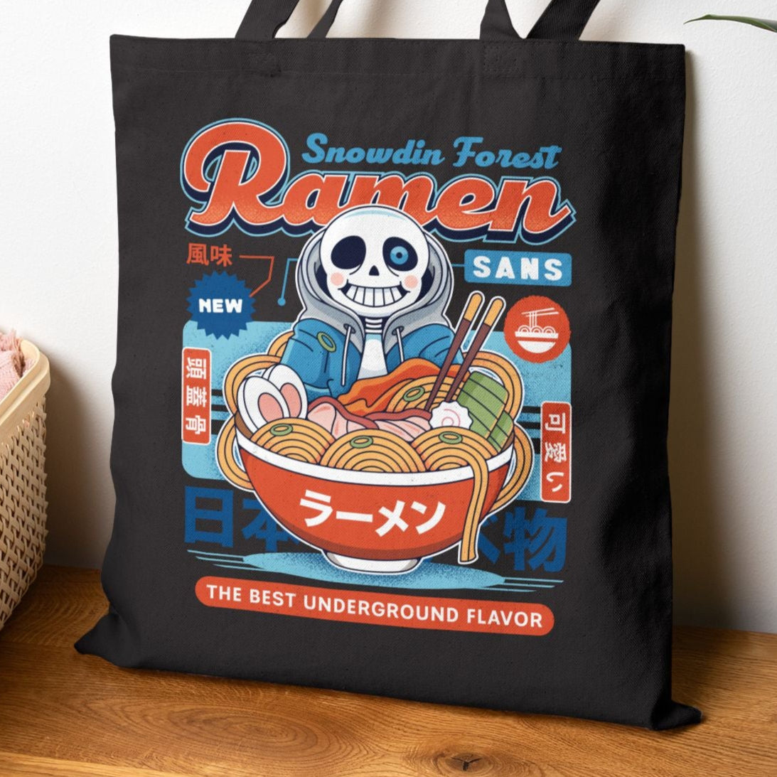 Snowdin Forest Ramen Vintage Cotton Canvas Tote Bag