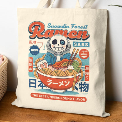 Snowdin Forest Ramen Vintage Cotton Canvas Tote Bag