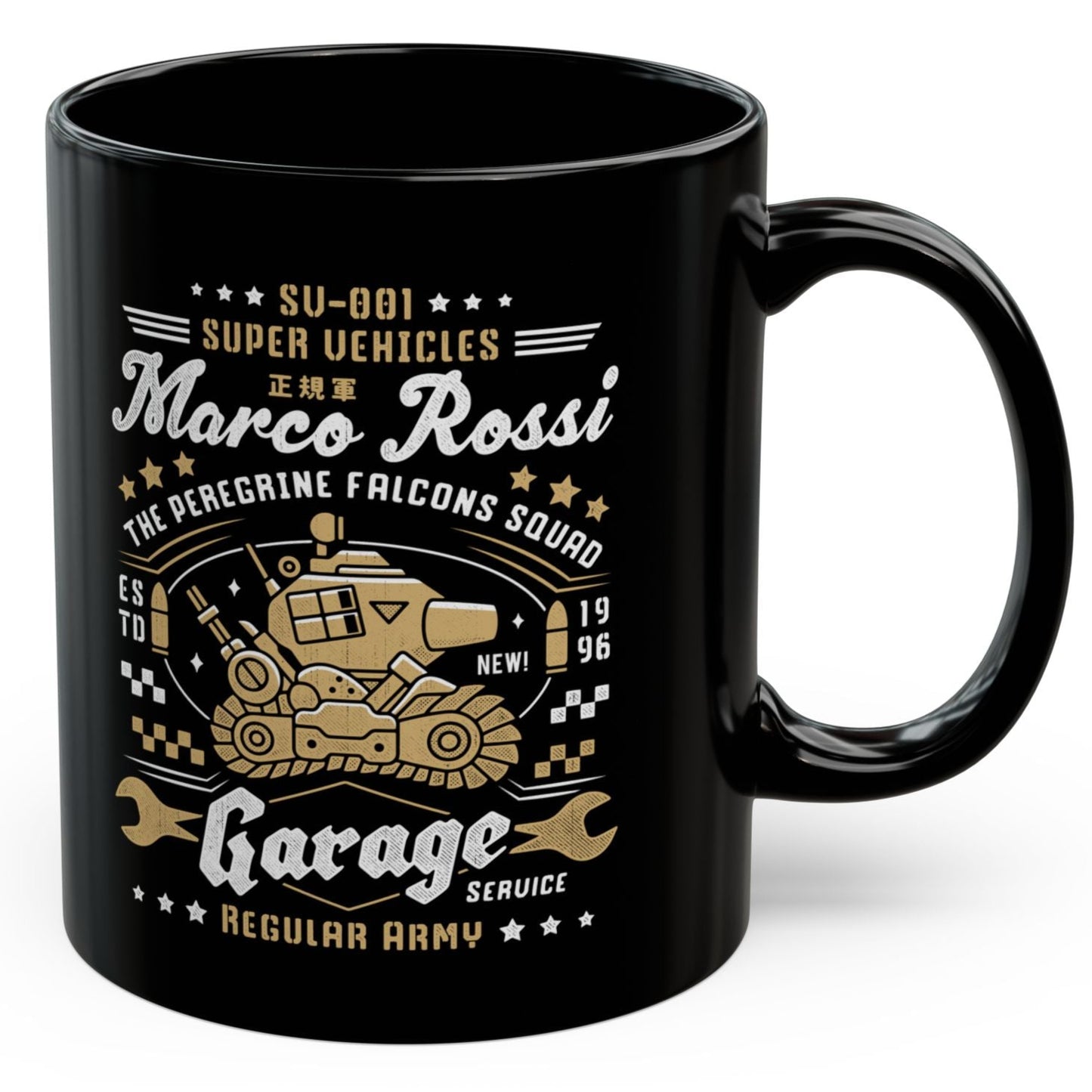 Peregrine Falcons Squad Garage Black Mug