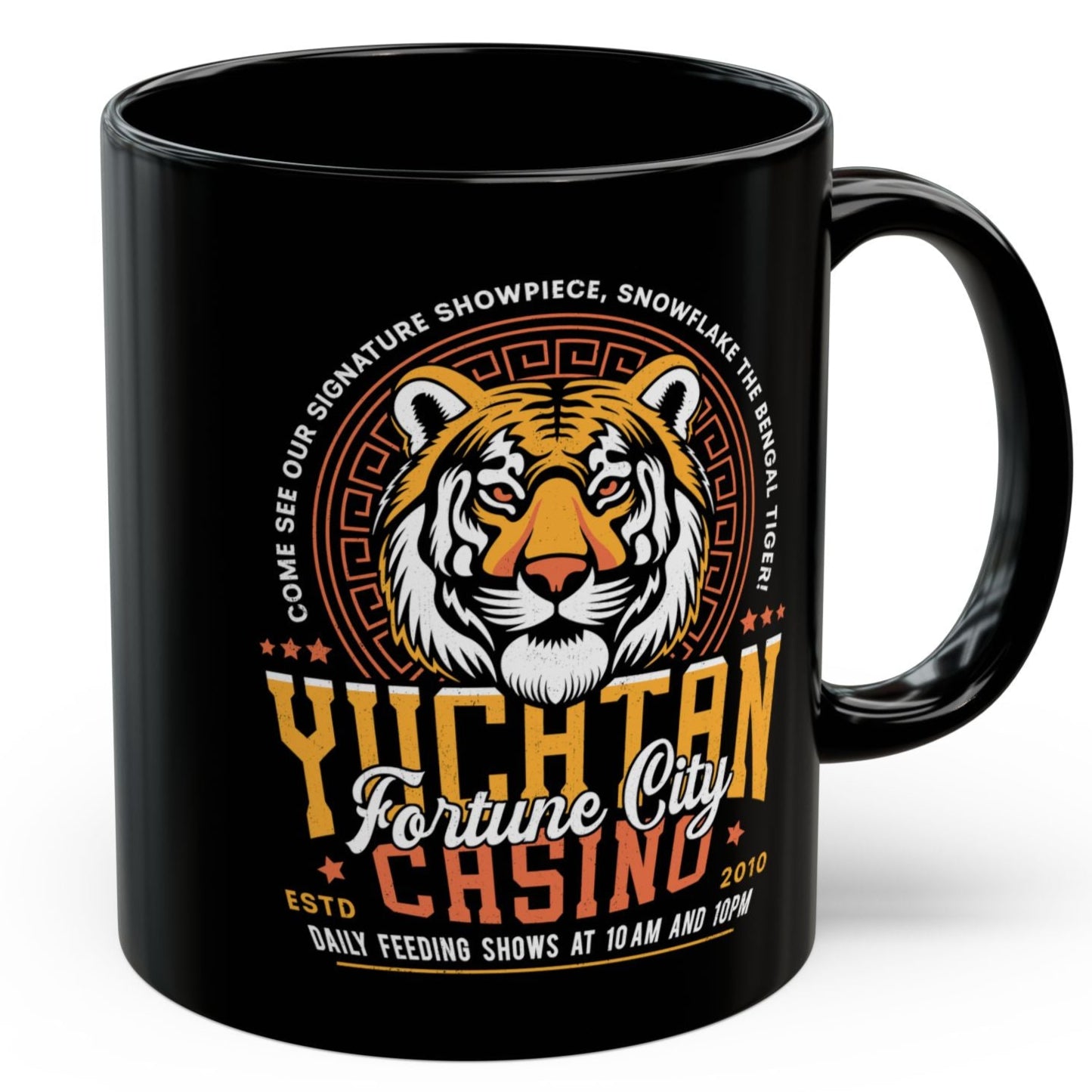 Yucatan Casino Snowflake Grunge Black Mug