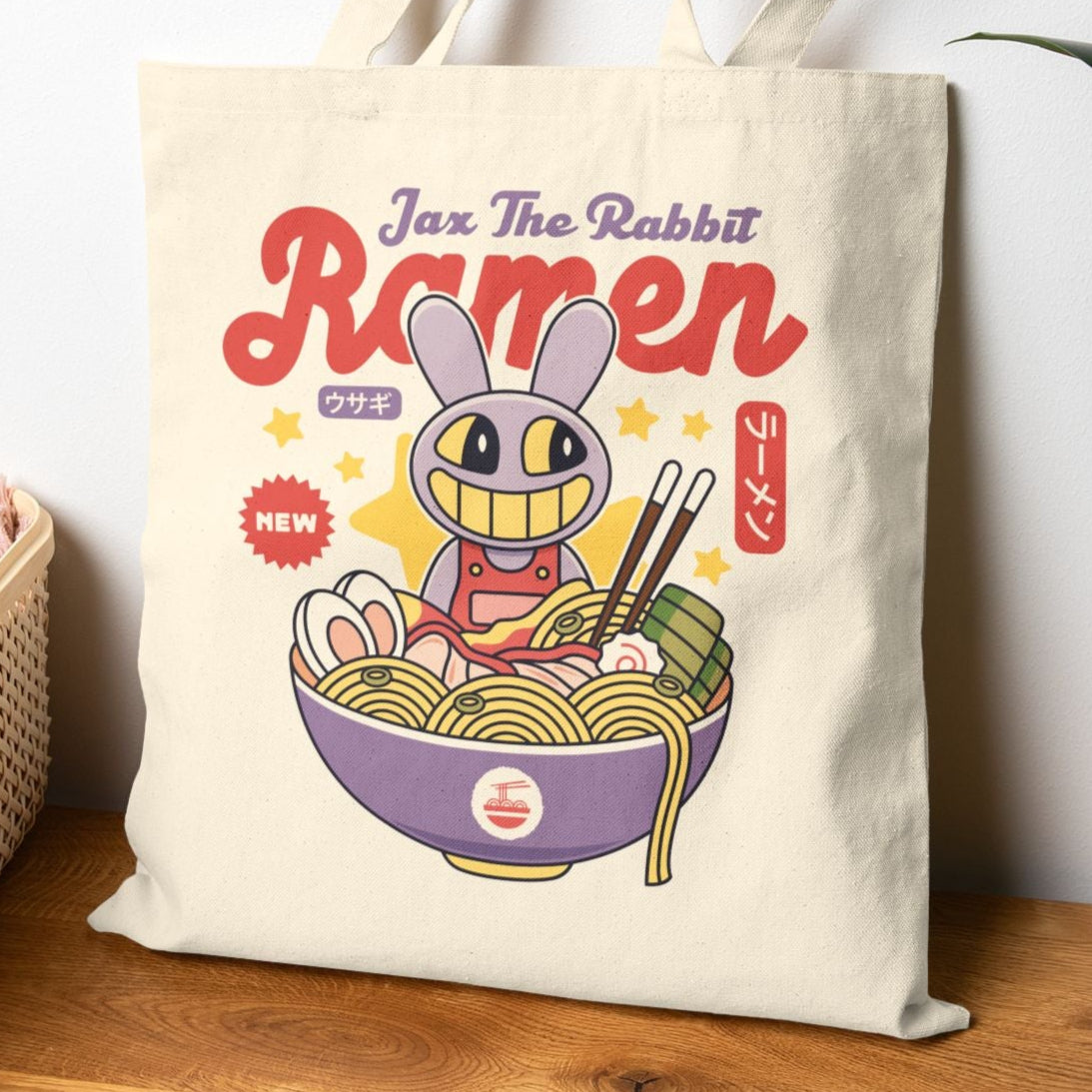 Jax Purple Rabbit Ramen Cotton Canvas Tote Bag